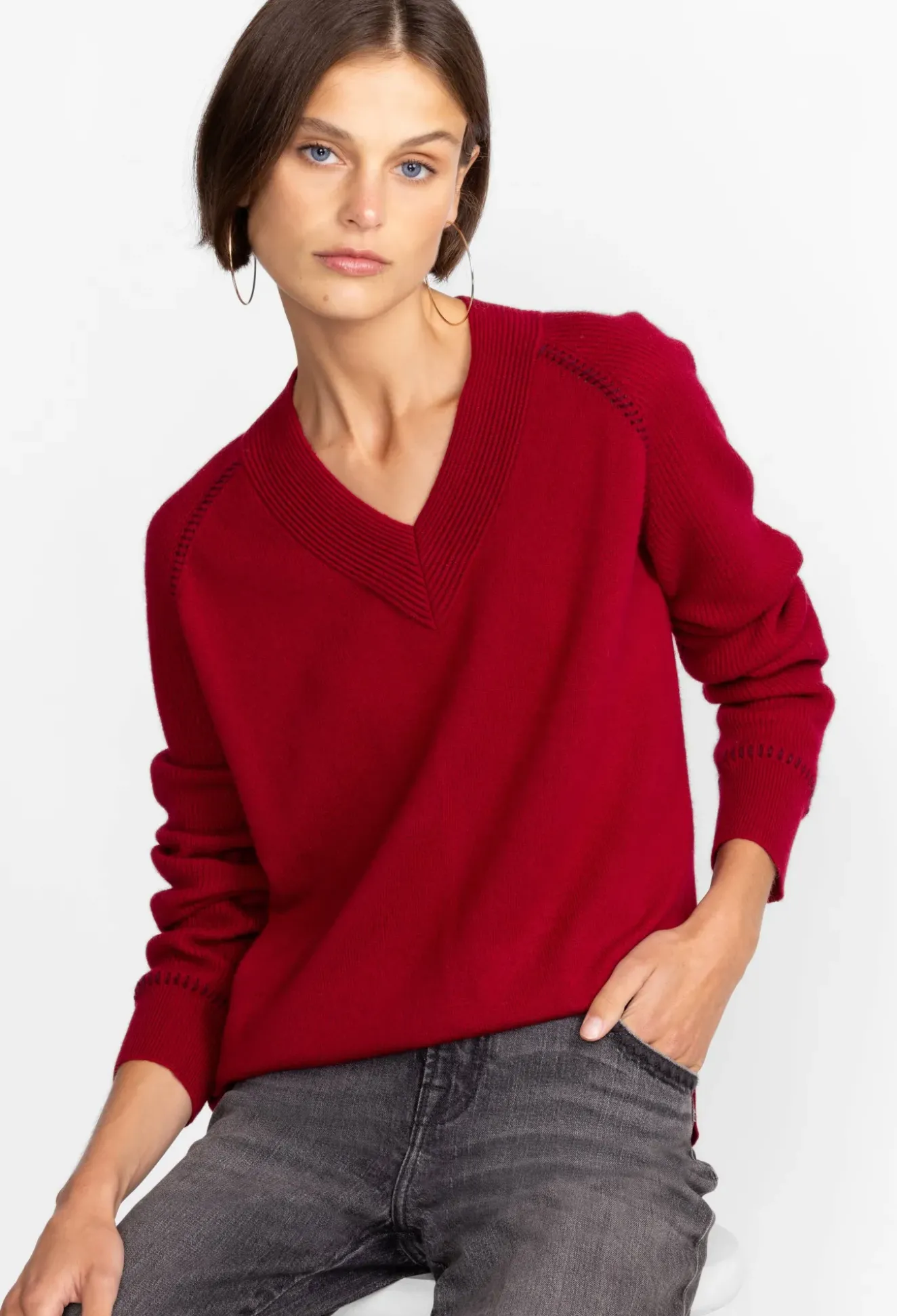Sally Cashmere Whipstitch Sweater