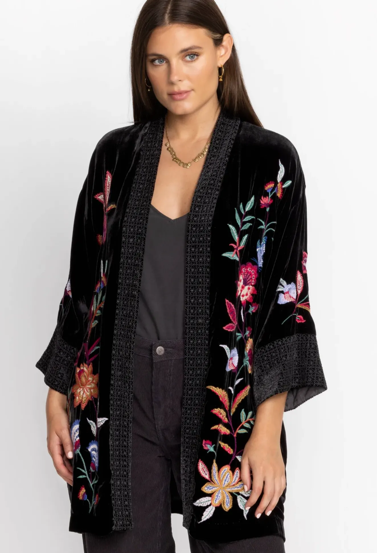 Sandra Wide Cuff Velvet Kimono