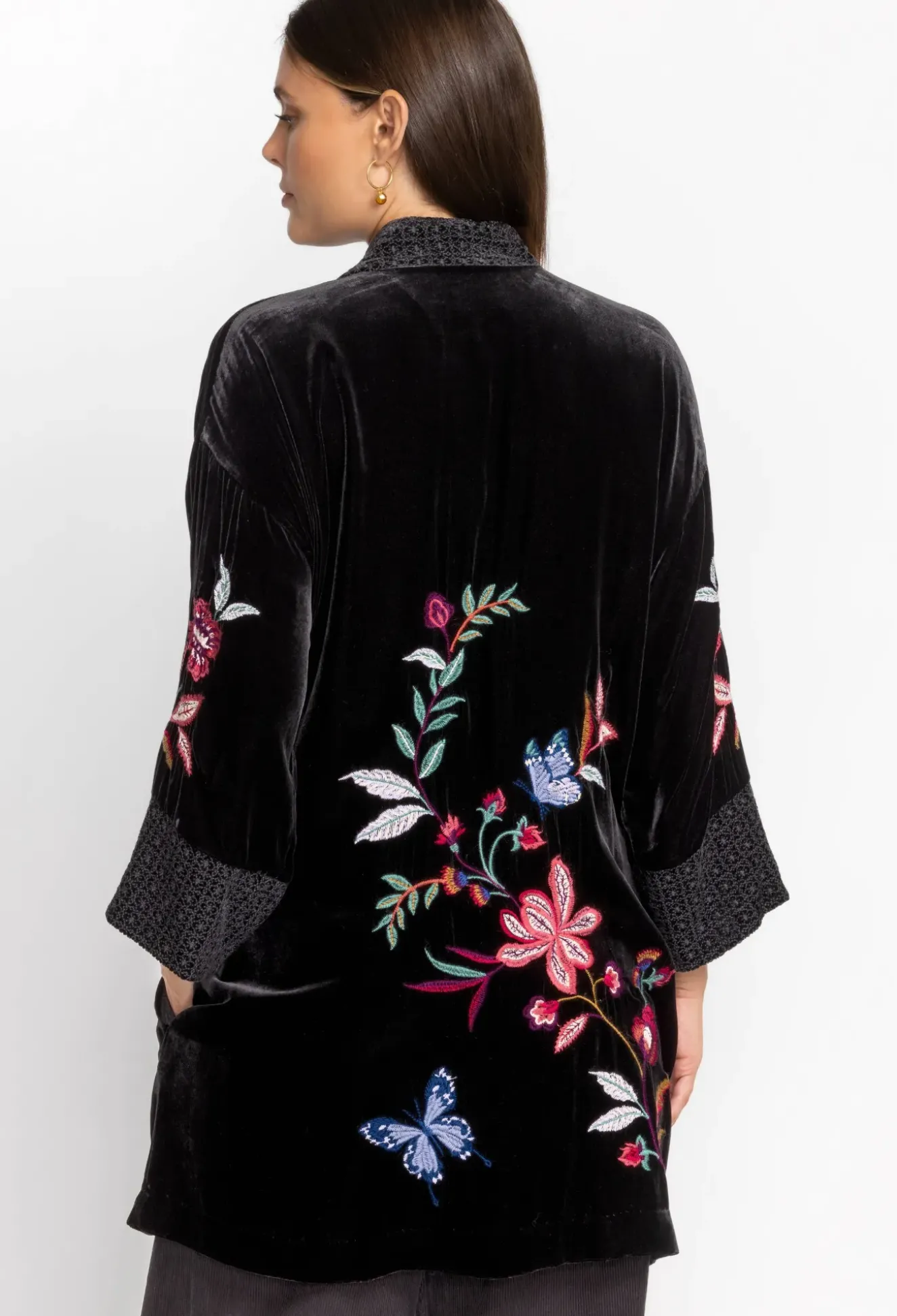 Sandra Wide Cuff Velvet Kimono