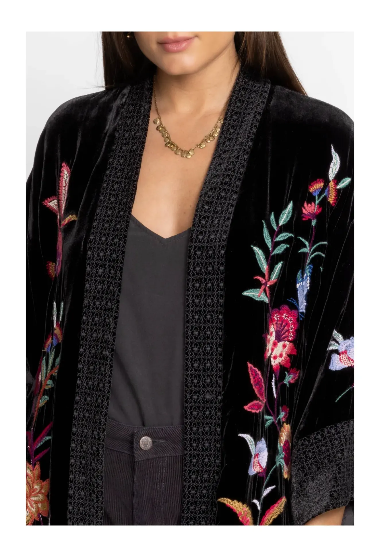 Sandra Wide Cuff Velvet Kimono