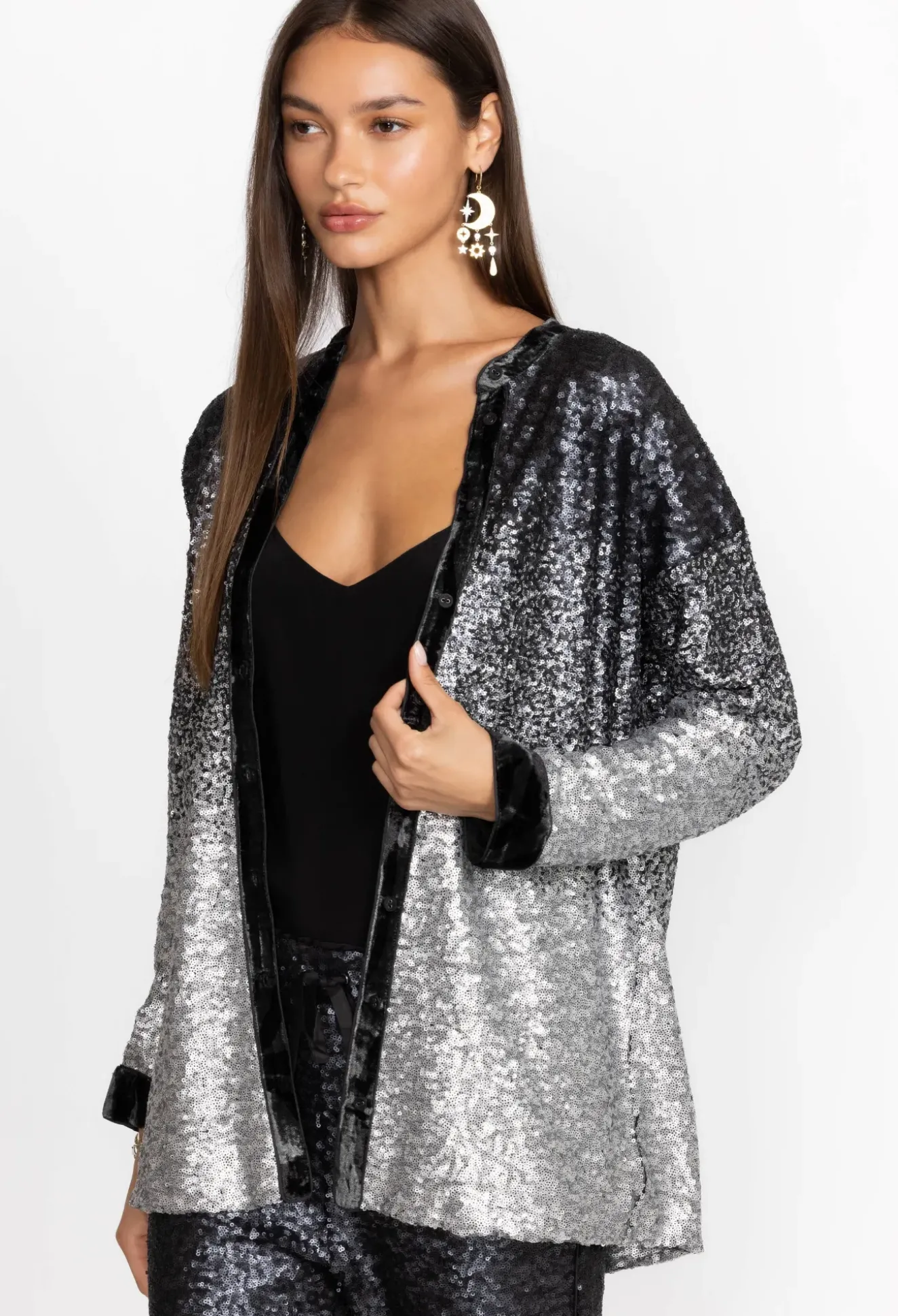 Sequin Button Up