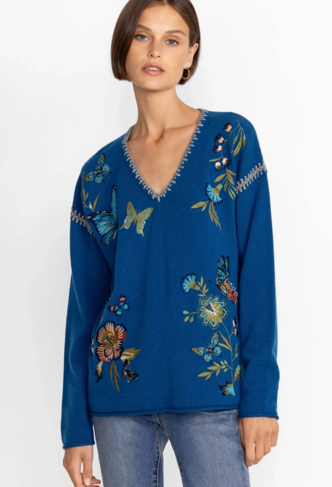 Sidona Cashmere Whipstitch Sweater