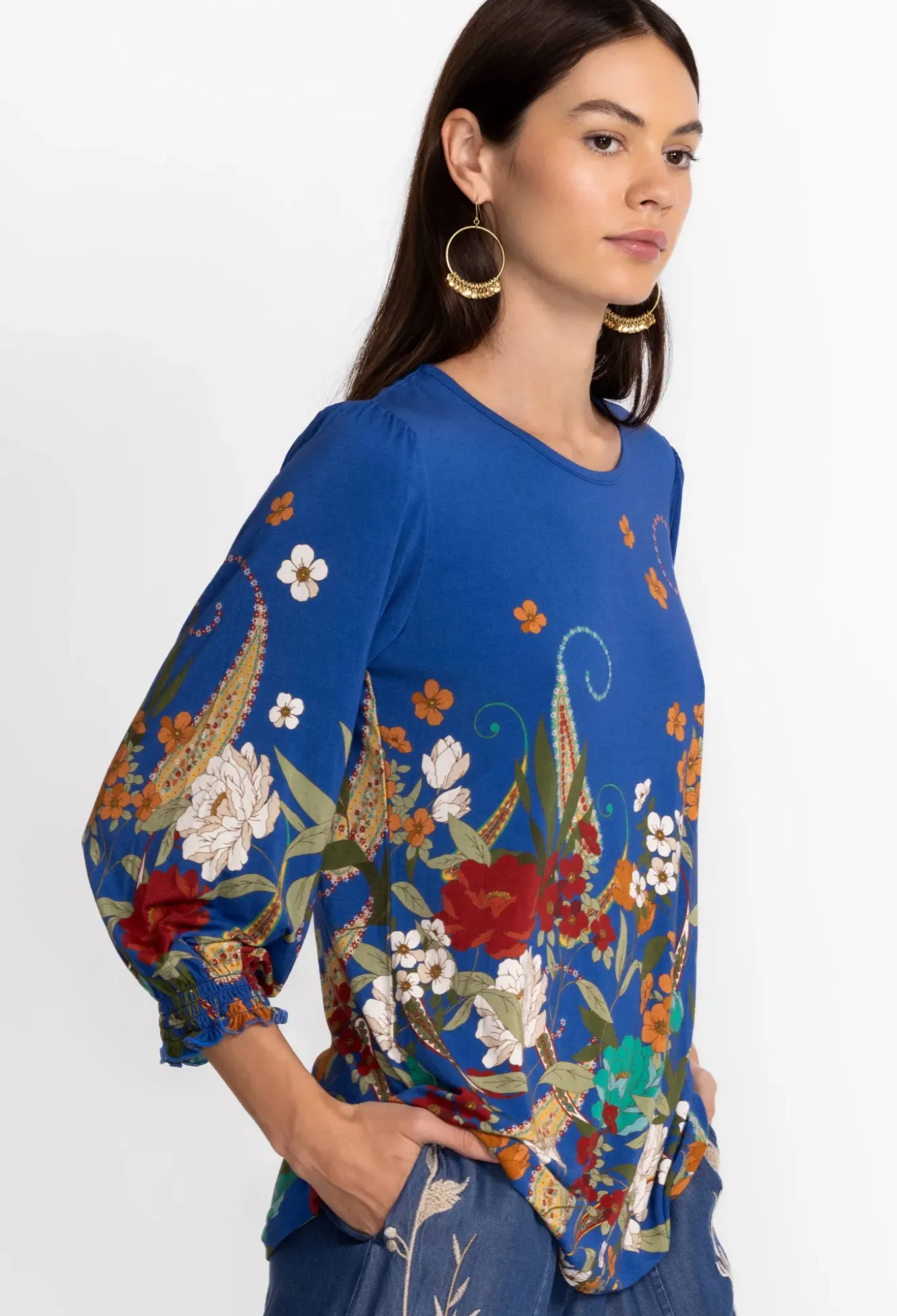 Tee Bee Smocked Sleeve Tee