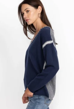 The Whipstitch V Neck Pullover - Color Block