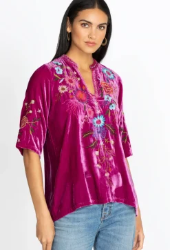 Ulla Velvet Easy V-Neck Blouse