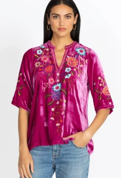 Ulla Velvet Easy V-Neck Blouse