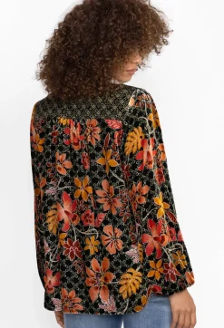 Velvet Curved Hem Blouse