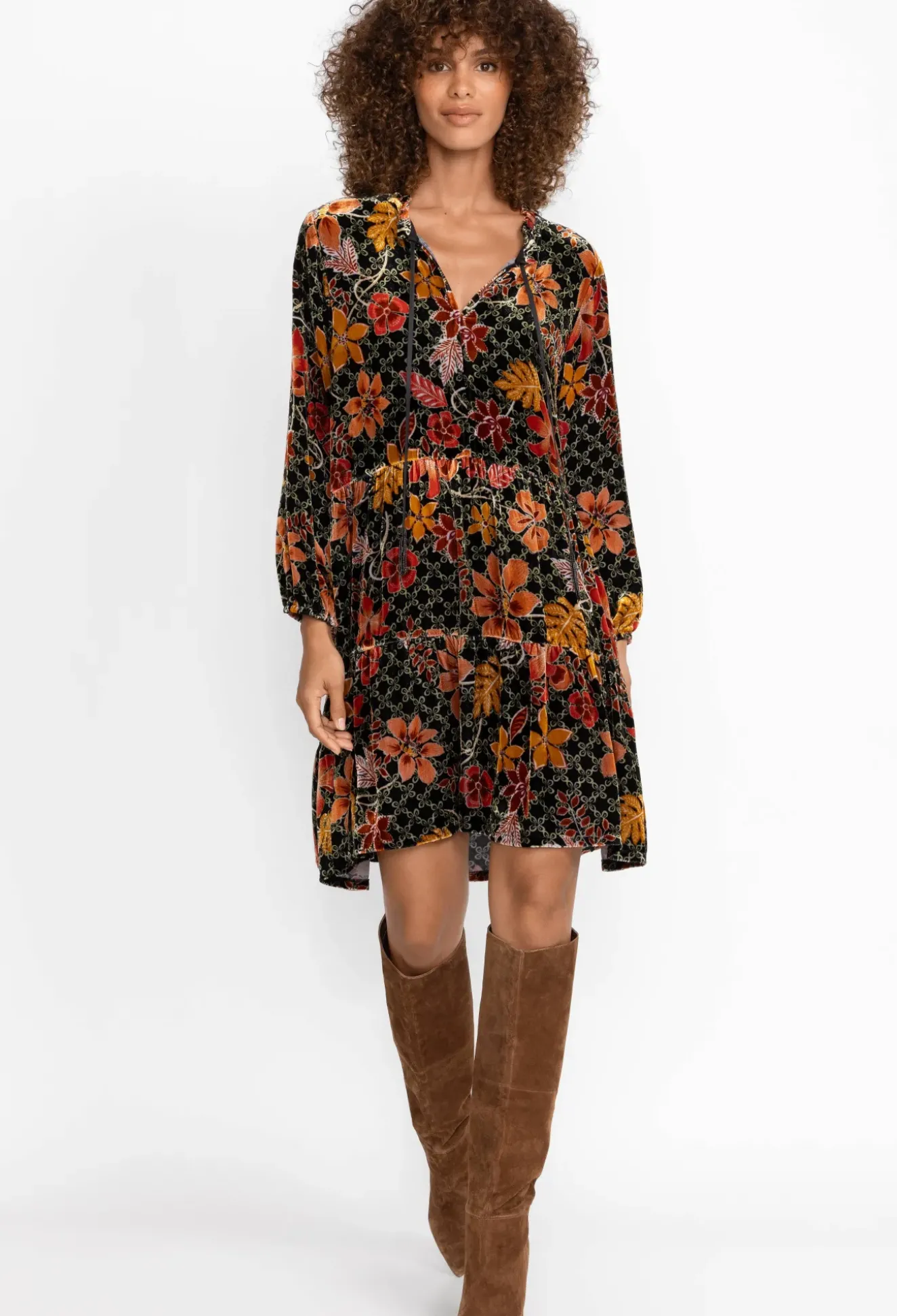 Velvet Field Tiered Dress