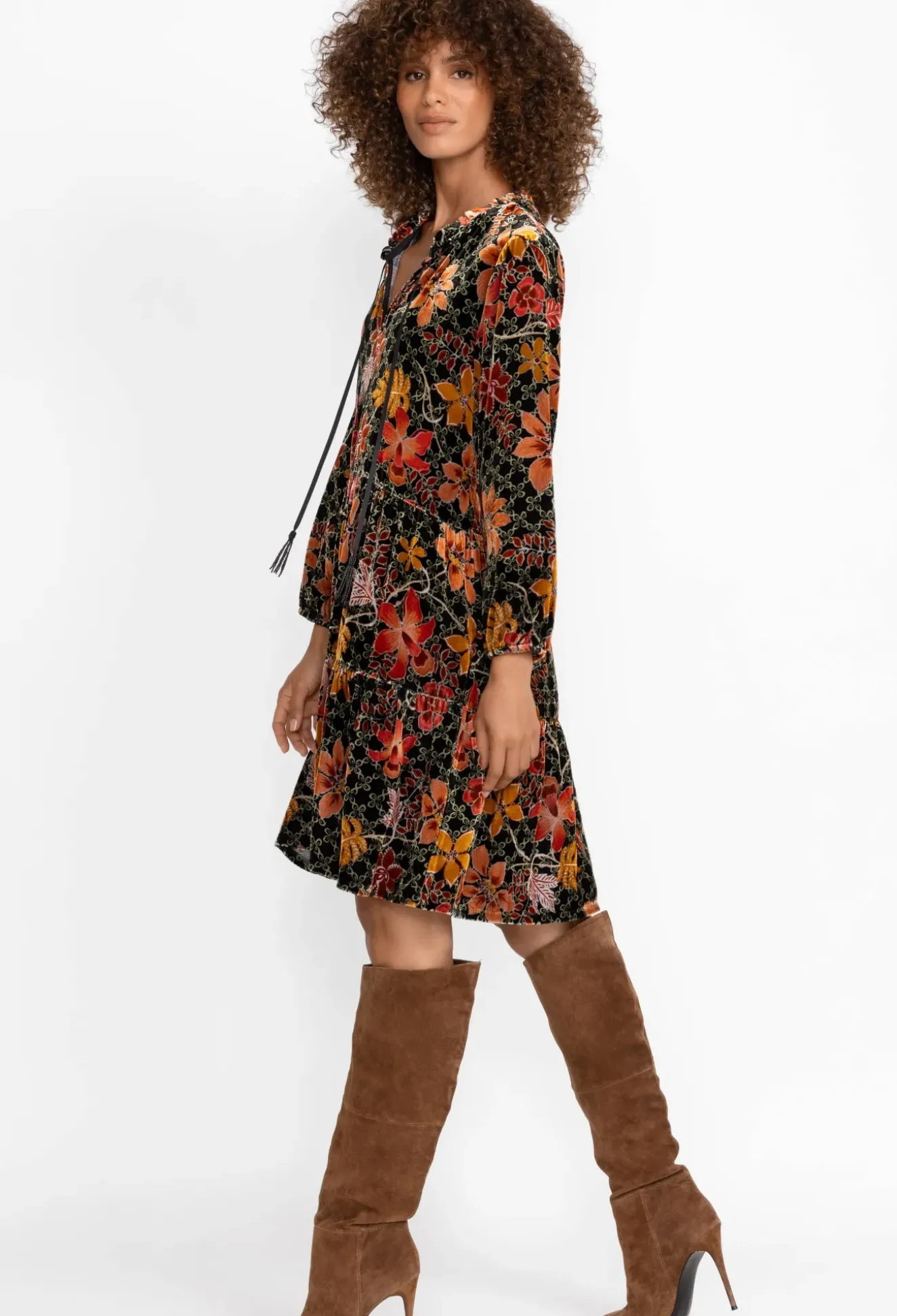 Velvet Field Tiered Dress