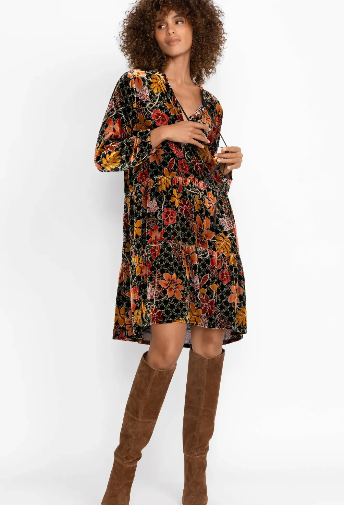 Velvet Field Tiered Dress
