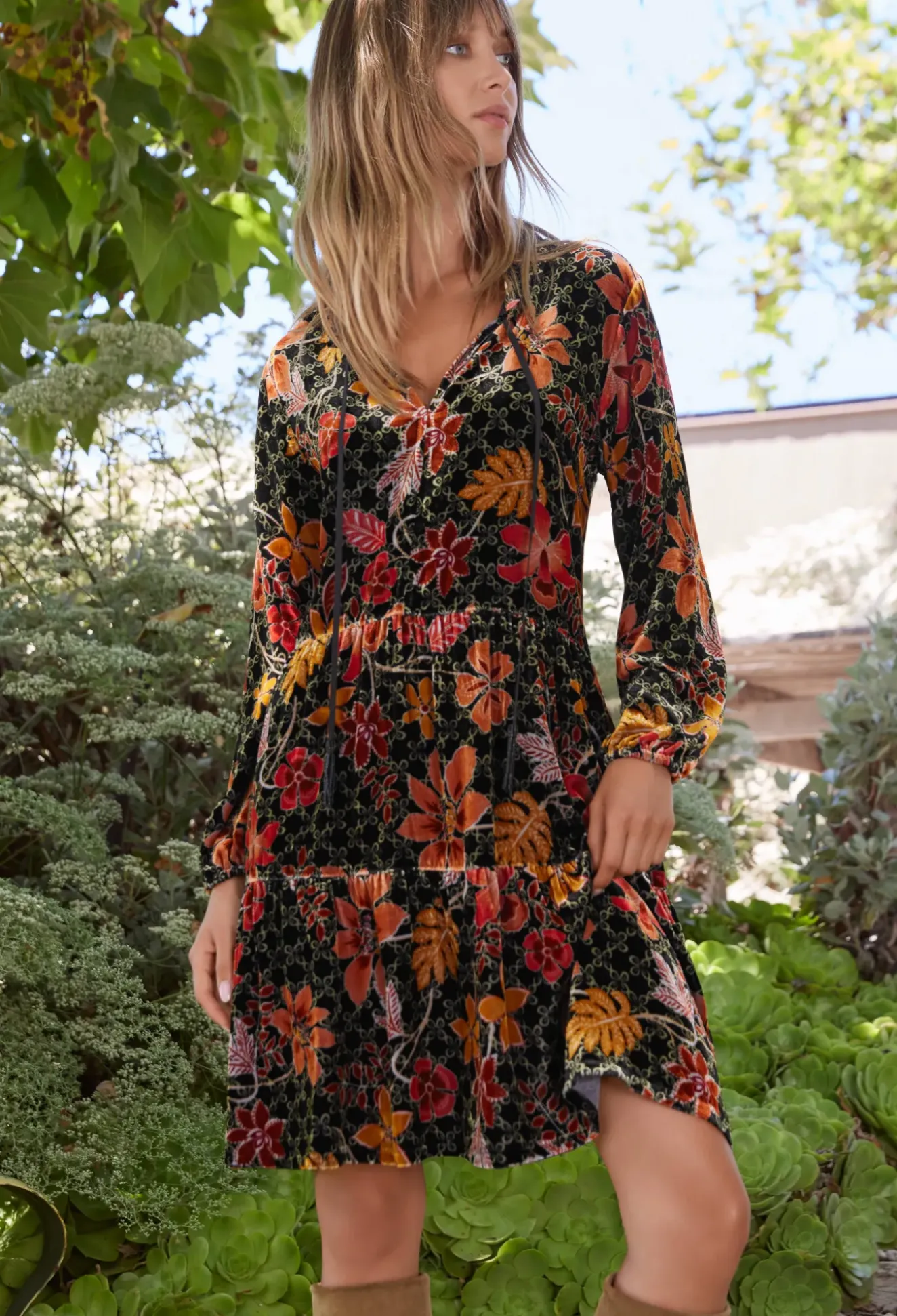 Velvet Field Tiered Dress