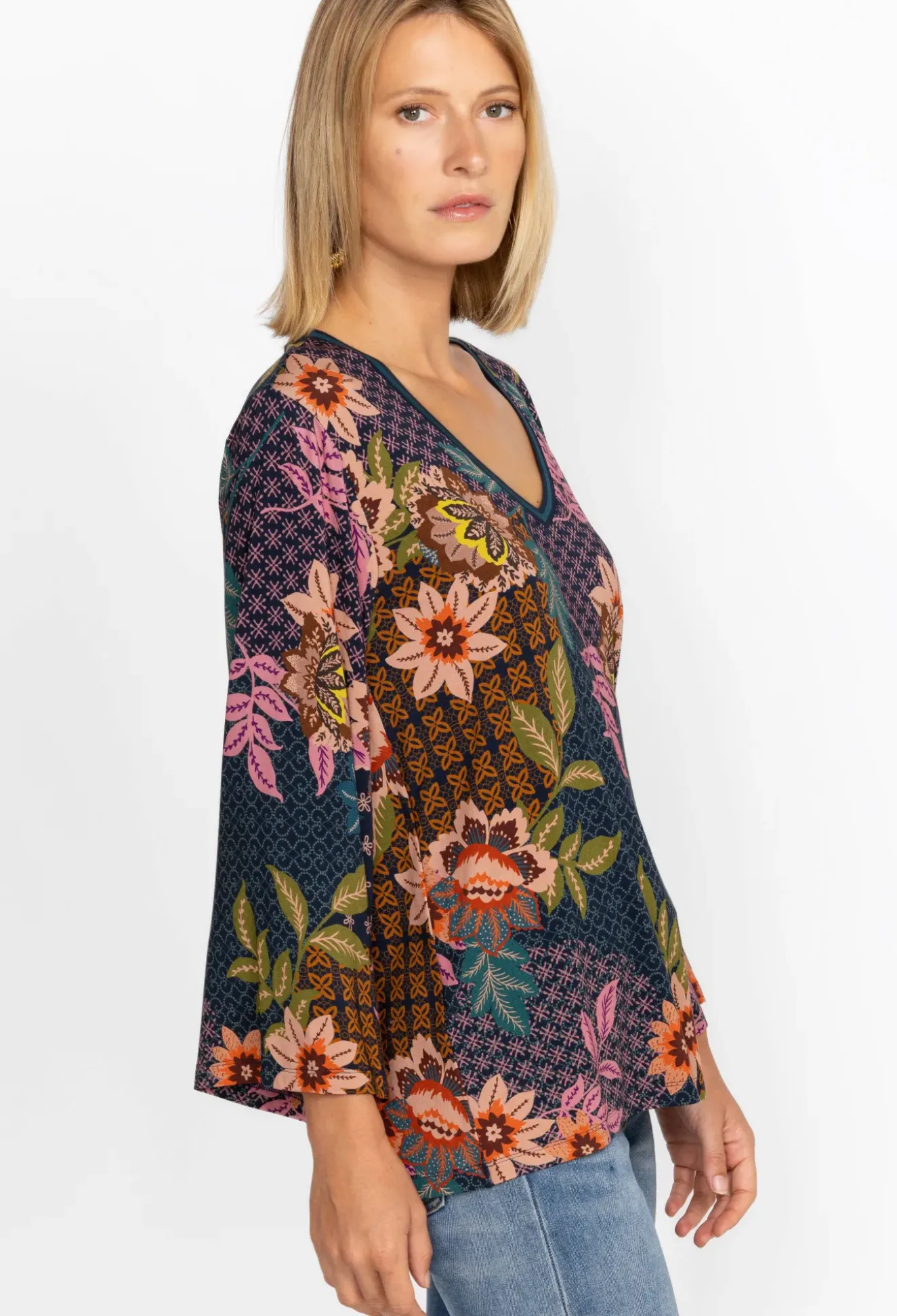 V-Neck Kimono Sleeve Tee