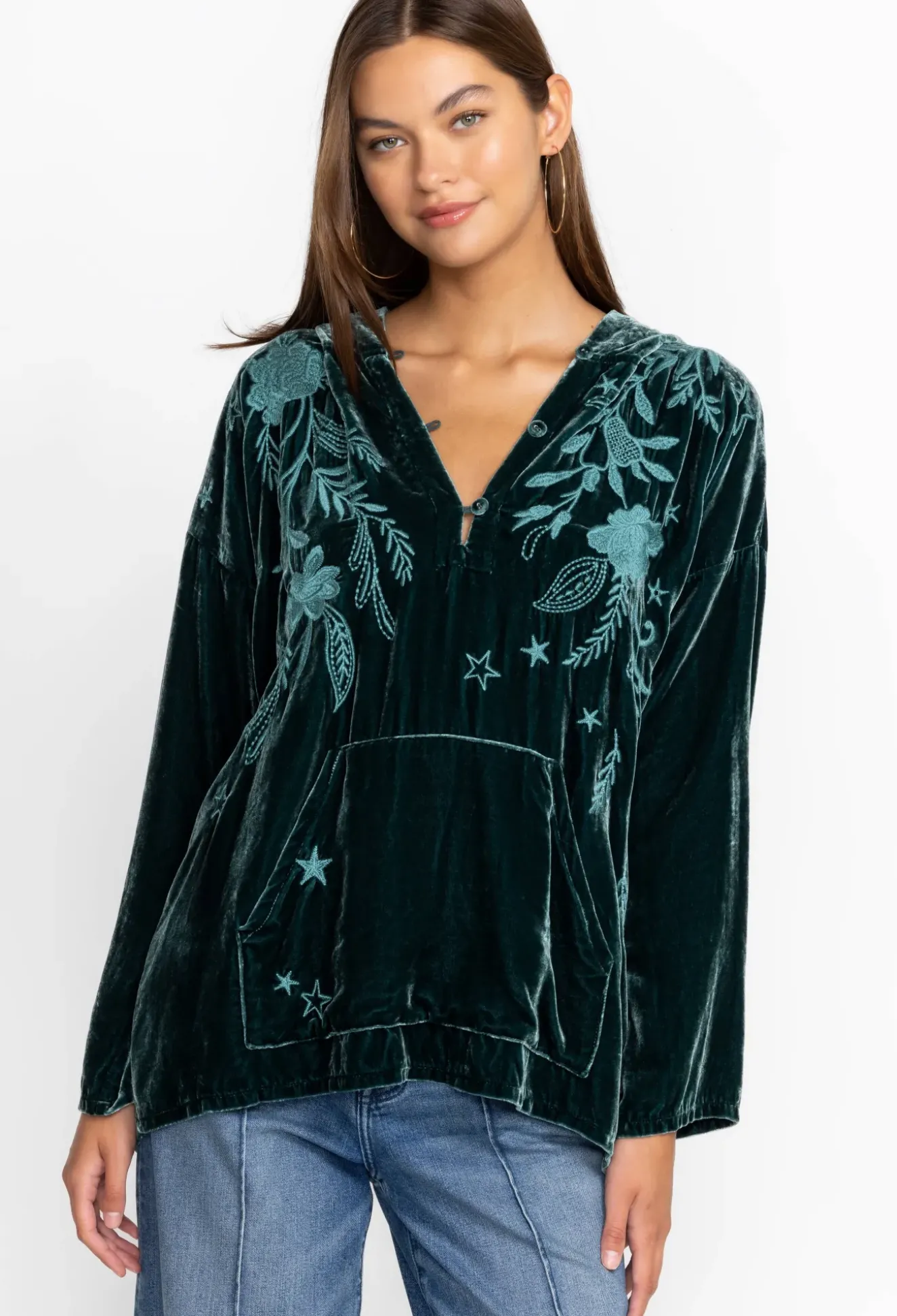 Wmns Frankie Velvet Pull On Hoodie