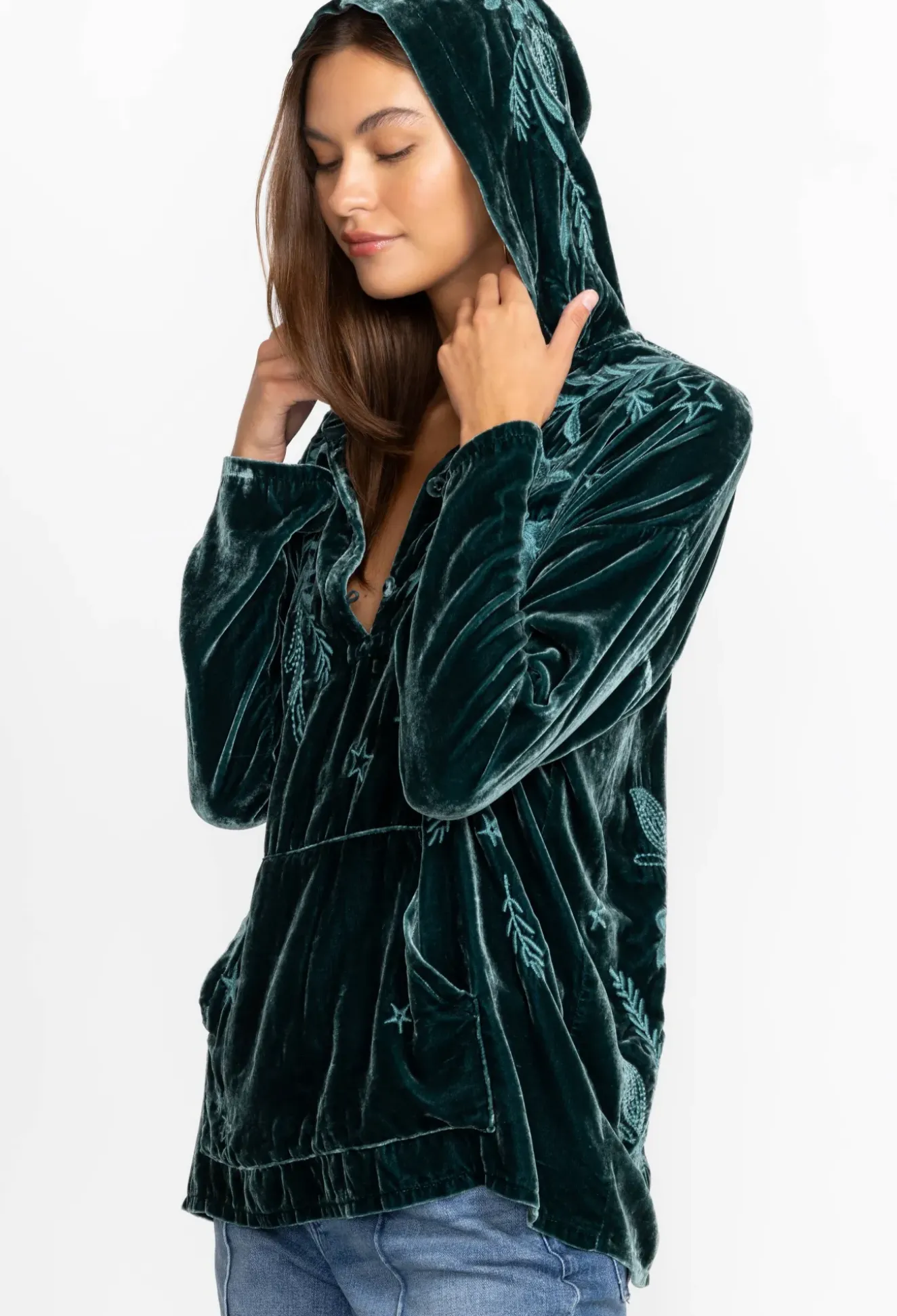 Wmns Frankie Velvet Pull On Hoodie